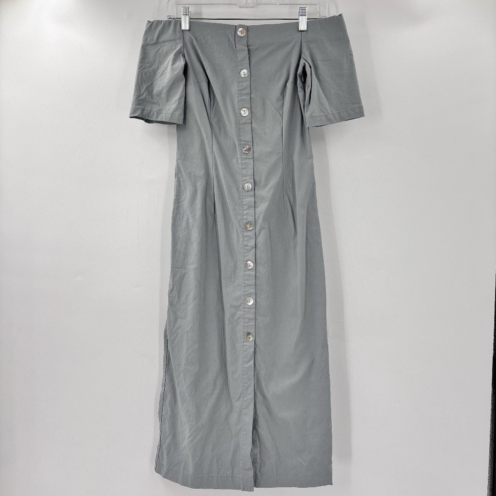 Paloma Wool Gia Off The Shoulder Button Front Midi Dress Size 38